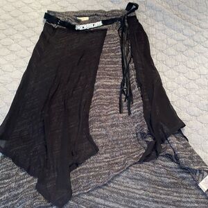 Free People skirt with mesh overlay, attached belt and leather strings